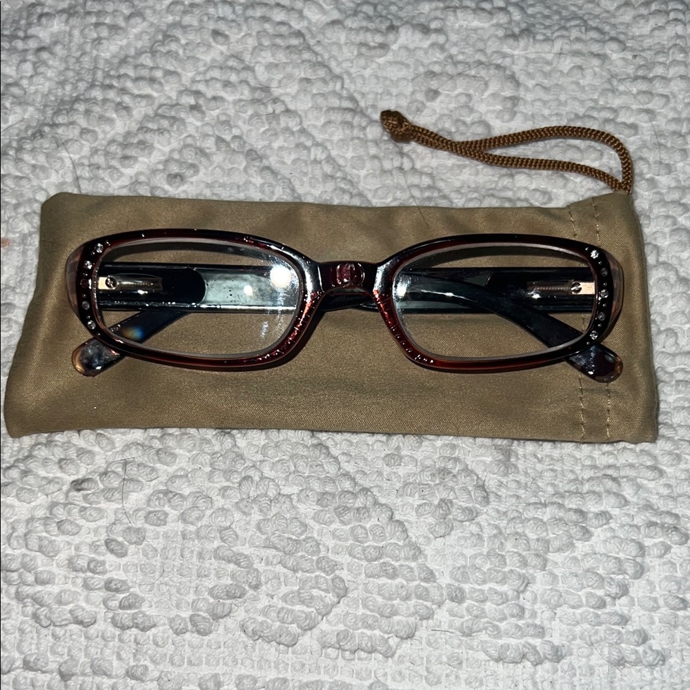 Elegant Brown Glasses with Case